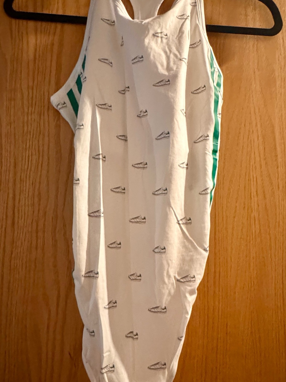adidas White Tank Bodysuit with Green Stripes